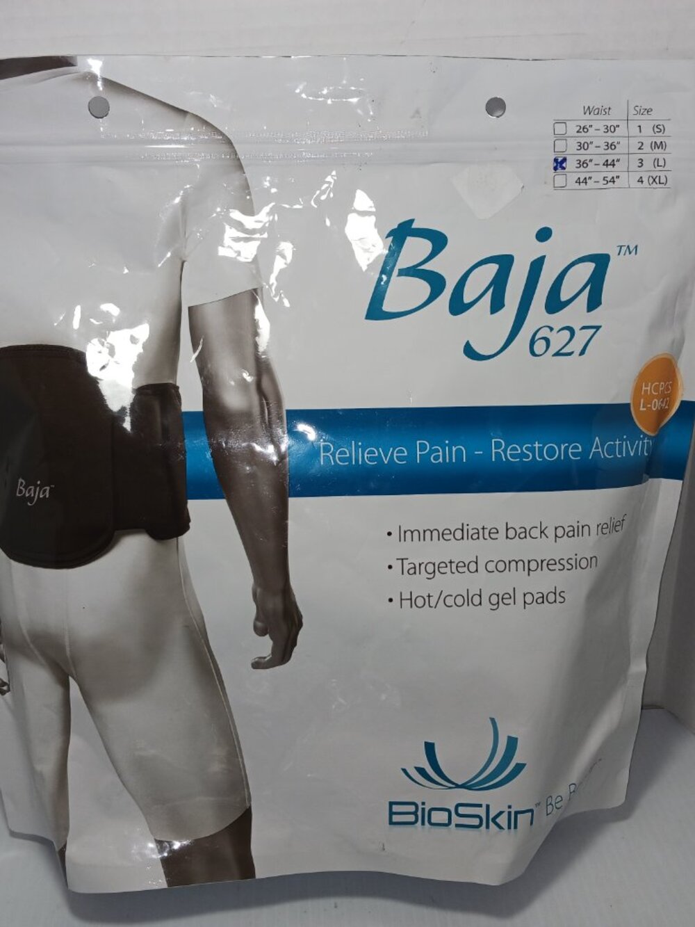 Baja 627 LARGE 36" - 44" Back Brace New targeted compression BIOSKIN